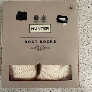 Hunter Cream Natural White Knit Boot Socks For Original Hunter Short Boots- New